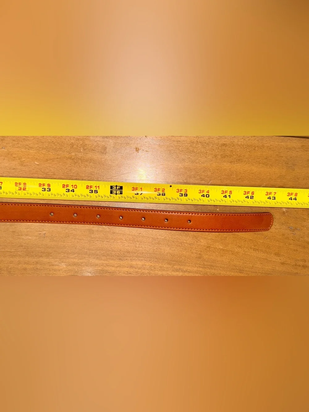 NwoT Aeropostale Orangish Tan Faux Leather Belt w/Round Brass Buckle-M/L-EC